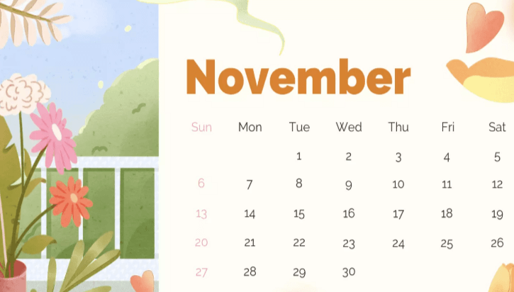 Cute:7wo3j5svw8u= November Calendar